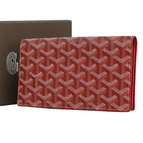 Goyard Handbags - GOYARD Herringbone Long Wallet Leather Red